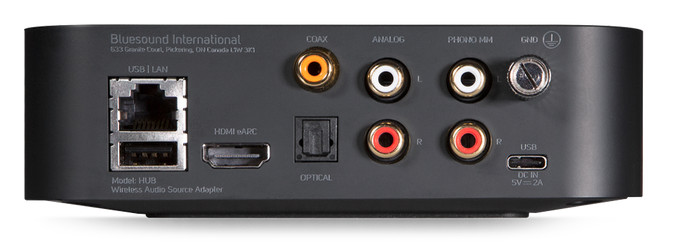 Rear back panel of BlueSound HUB